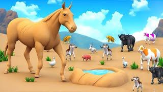 Magical Sand Horse's Quest: Saving Animals by Finding Mystical Water Pond! Animal Rescue Videos