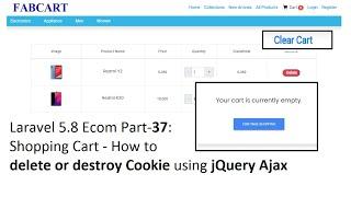 Laravel 5.8 Ecommerce Part-37: Shopping Cart - How to delete or destroy Cookie using jQuery Ajax