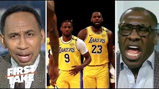 FIRST TAKE | Stephen A. drops a truth bomb on LeBron & Bronny make history together in Lakers win