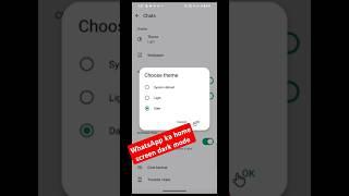 WhatsApp ka home screen  dark mode Kaise kare // how to WhatsApp dark on #shorts #shortsvideo #tech