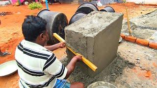 WoW Amazing Work!!-Cloth Washing Stage Area Plastering Techniques-Using by sand and cement mixer