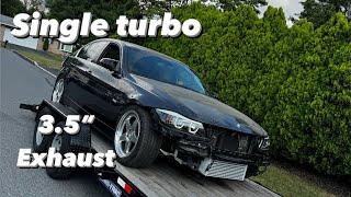 Single turbo 335i gets custom 3.5" exhaust (single exit)