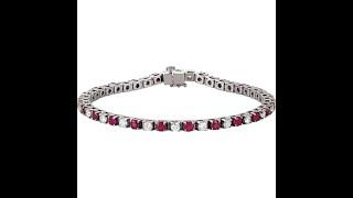  Embrace Summer Elegance with Our Platinum Ruby and Diamond Bracelet! 