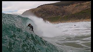 POV SURFING HEAVY BARRELING BEACH BREAK!