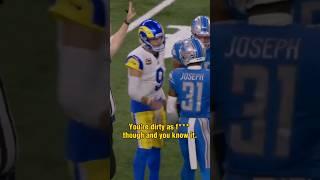 Matthew Stafford to Lions safety Kerby Joseph after Tyler Higbee's injury 