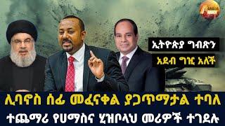 Arada daily news:ኢትዮጵያ ግብጽን አደብ ግዢ አለች"ሊባኖስ ሰፊ መፈናቀል ያጋጥማታል ተባለ"ተጨማሪ የሀማስና ሂዝቦላህ መሪዎች ተገደሉ"