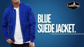 Royal Blue Suede Jacket | Blue Bomber Jacket | SUEDE LEATHER JACKET