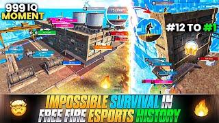 IMPOSSIBLE SURVIVAL IN FREE FIRE ESPORTS HISTORY !! | BEST IQ MOMENT IN FREE FIRE ESPORTS