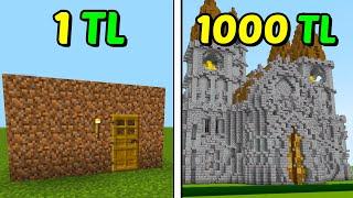 MİNECRAFT 1TL VS 1000TL YAPI YAPTIRDIM (ucuz,orta,pahalı)