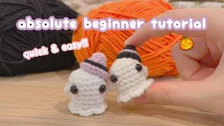 easy crochet ghost  halloween crochet for beginner tutorial | crochet keychain & headband