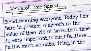 Speech On Value of Time in English | Value of Time Speech in English | Value of Time |