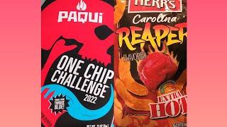 Are Herr's Carolina Reaper Cheese Curls REALLY Hot? Paqui One Chip Challenge Comparison! #food #like