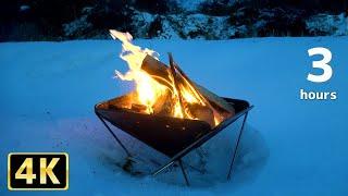 3 Hours to Relax by the Sound of Japanese Winter Bonfires [4K HDR]