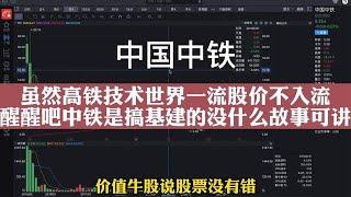 中国中铁：高铁技术一流股价不入流，醒醒这是搞基建的没故事可讲