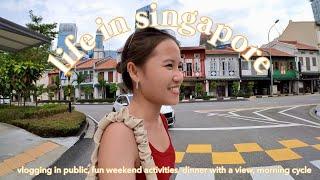 life in singapore | vlogging in public, fun weekend activities, dinner with a view, morning cycle