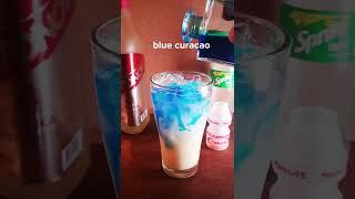 TRY THIS! creamy, sparkly, and refreshing blue cocktail  #bartending #shorts #cocktail #foodie