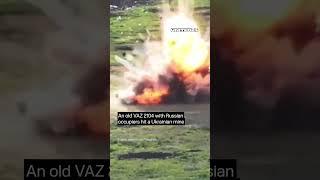 An old VAZ 2104 with Russian occupiers hit a Ukrainian mine #russia #warinukraine