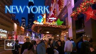 NEW YORK Christmas Vibes  Night Walk in Manhattan, Thanksgiving Walking Tour 4K