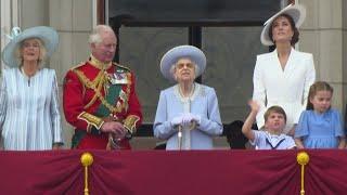 Royals watch Red Arrows fly-past on Buckingham Palace balcony