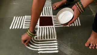 Easy 4*2*2 padikolam designs| Simple muggulu designs| easy rangoli designs| Beginners kolam