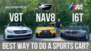 BMW M4 Competition vs Mercedes-AMG C63S vs Lexus RCF - Different Approaches, Same Results?