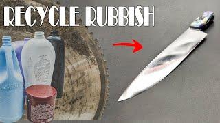 Making a Knife from an Old Saw Blade - with Recycled Plastic Handle