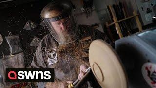 Meet Britain's only blind wood turner who crafts items using touch and smell | SWNS