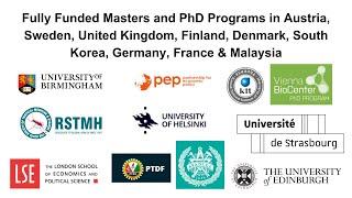 Fully Funded MSc & Ph.D. in Austria, Sweden, United Kingdom, Finland, South Korea, Germany et al