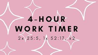 4 hour study timer real-time no music | pomodoro timer and 52 17 productivity