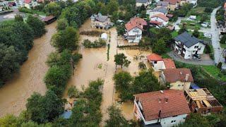 Naselje Prijeko pod vodom (snimak dronom)