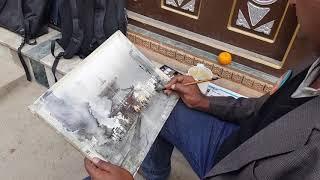 Prafull sawant plein air watercolor in Nepal at Thimi