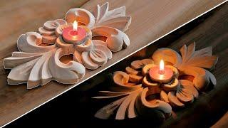 Wooden candle holder for Tealights | How to make a nice candle holder | Carved candle holder