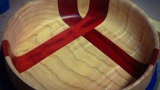 Woodturning a Fiery Figured Maple and Red Heart bowl