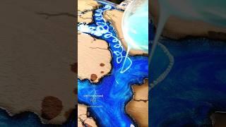 Live edge Walnut & blue resin end table   #rivertable #epoxytable #epoxyart #resinart #epoxy
