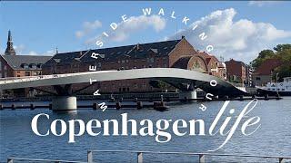 COPENHAGEN Travel Vlog Waterside Walking Tour + City Center with City Streets authentic sounds [HD]