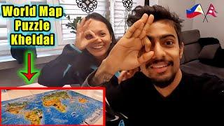 NERRY Sanga World Map Ko PUZZLE Game Kheldai | Nepali Boy Phillippines Girl Vlog ! Gorkhey Vlog 472