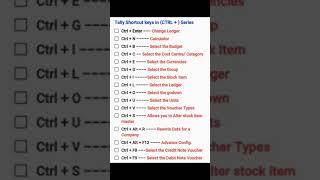 Tally shortcut keys in (Ctrl +) Series