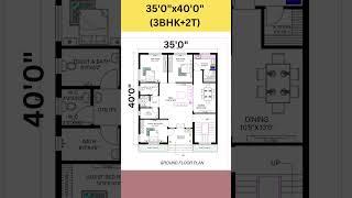 35X40 house plan design, 35 *40 home design, 35 by 40 makan ka naksha #viral #shorts #homeplan