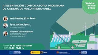 Presentación convocatoria programa de cadena de valor renovable