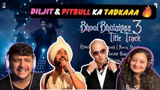 Bhool Bhulaiya 3 - Title Track | PITBULL | DILJIT | NEERAJ S | Kartik A | Reaction & Review | Azy