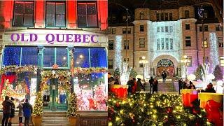 [4K] Old Quebec City Christmas Walk: German X-mas Market Notre-Dame de Québec St. Jean St. 2021