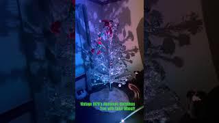 Awesome! 1970’s Silver Aluminum Christmas Tree with Color Spotlight!—Beautiful!!