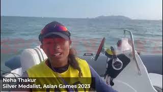 Neha Thakur after winning silver medal in sailing at asian games