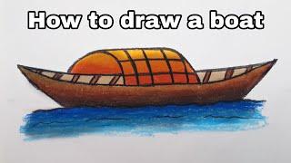 Boat drawing step by step| How to draw a boat | নৌকা আঁকার দৃশ্য