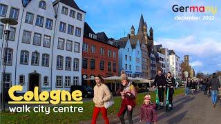 Cologne, Germany - beautiful city centre and river Rhine. 4K Walk tour