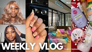 WEEKLY VLOG | hair appointment , hygiene restock , new nails , mall run & etc!