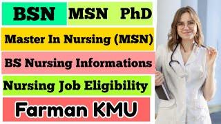 BSN Nursing Information | Master's In Nursing MSN | Nursing Scope In Pakistan | Nursing Jobs Farman.