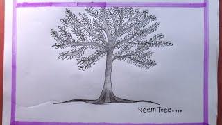 How To Draw A Easy Tree/Neem Tree Drawing