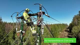 Setting up a electricity line with Pole+ in Aremark, Norway