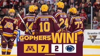 Highlights: #2 Gopher Men’s Hockey Offense Explodes in Rout of #7 PSU